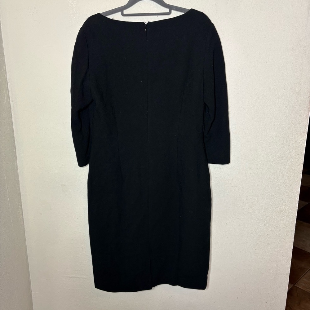 Vintage Talbots Black Long-Sleeve Sheath Dress with Velvet Bow Size 10 - Picture 5 of 7